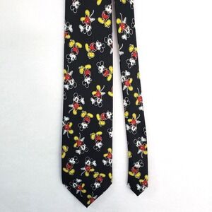 Disney Mickey‎ Mouse Necktie Novelty Print Black Polyester Mens Tie Office Work